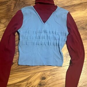Vintage Blue and Red Kids Long Sleeve Top